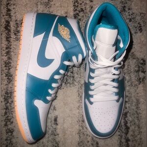 Teal and White High-Top Sneakers